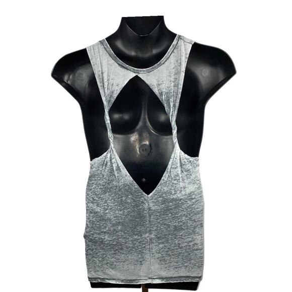Train like a beast women's gray athletic tank top semi-sheer distressed SZ Med - Picture 4 of 4